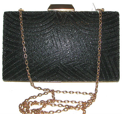LULU TOWNSEND Black Quilted Box Hard Shell handbag purse clutch NWT