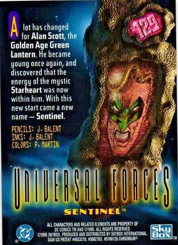 Tarjeta SkyBox Sentinel Chrome Legends 95 Universal Forces DC Comics No#129 - Imagen 4 de 4