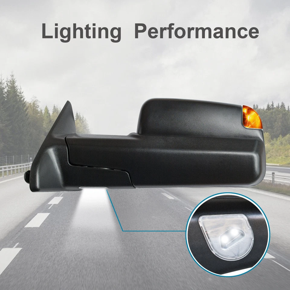 Espejos retrovisores de remolque con señal de giro eléctrica térmica para 09-18 Dodge Ram 1500 2500 3500 700 Foto 3 de 4
