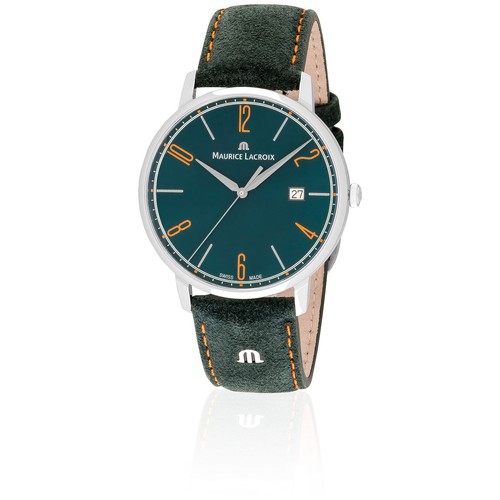 Maurice Lacroix Eliros Date GREEN Hombre Reloj de pulsera Correa de cuero EL1118-SS001-620 - Imagen 6 de 13