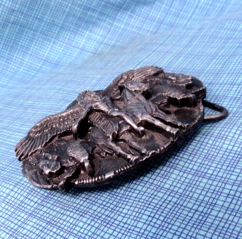 Great Spirit Guides My Path Belt Buckle Buffalo Eagle Vtg 80s Siskiyou .QRT432 - Picture 7 of 10
