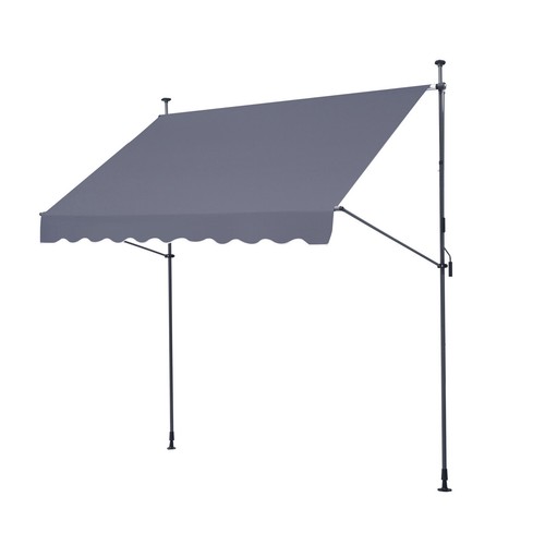 VEVOR Balkonmarkise Markise Klemmmarkise Sonnenmarkise mit Kurbel 250x120cm Grau - Bild 11 von 12