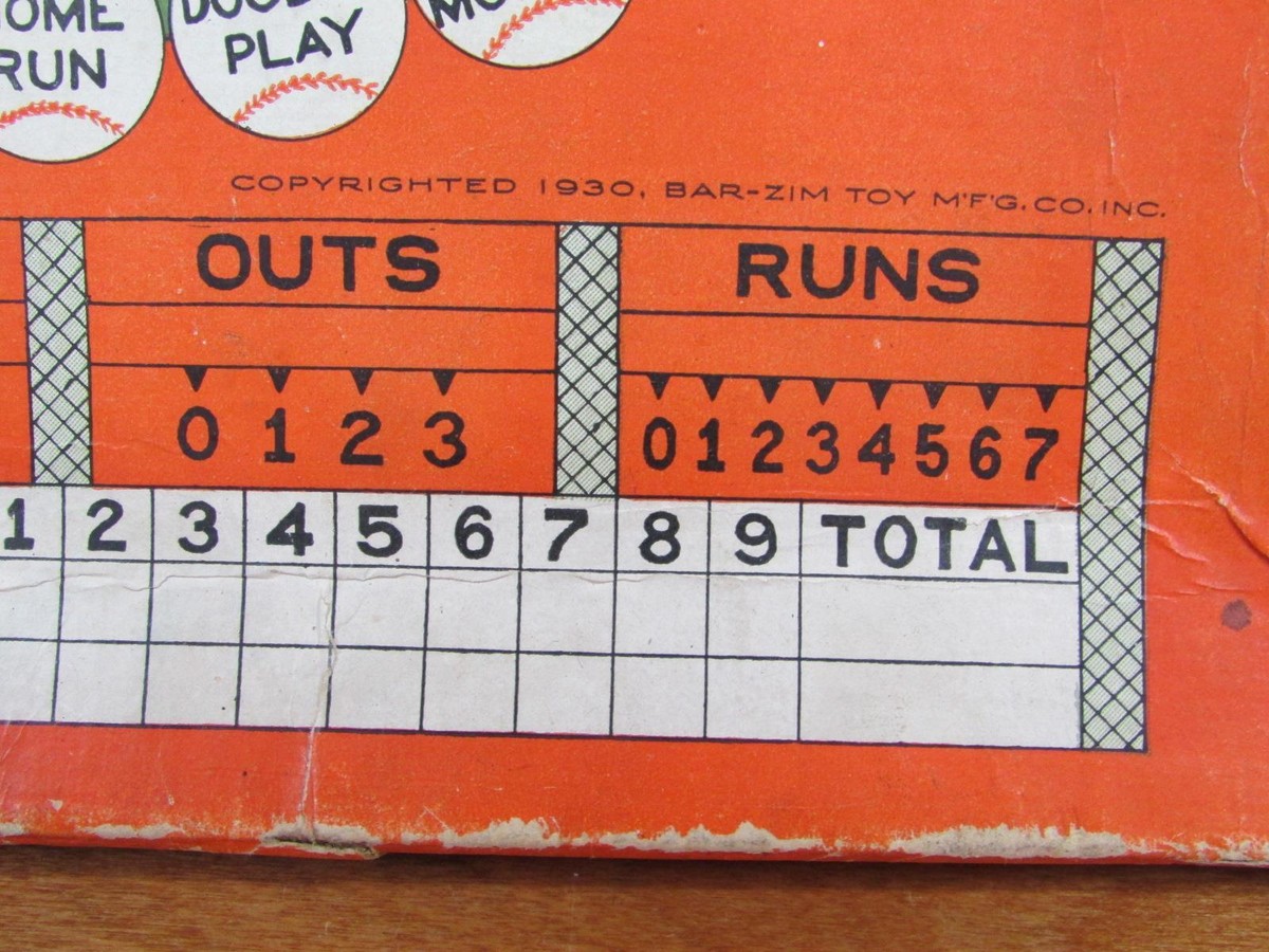 Vintage 1930 Antique Baseball Roulette Board Game w/Orig.Box
