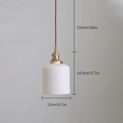 Vintage Ceramic Hanging Light Kitchen Room Island Pendant Light Cylinder Shade - Picture 4 of 7