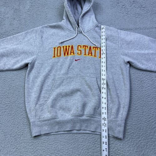 VTG Nike Team Iowa State Hoodie Gray Small Center Swoosh Spellout Cyclones Y2k - Picture 6 of 13
