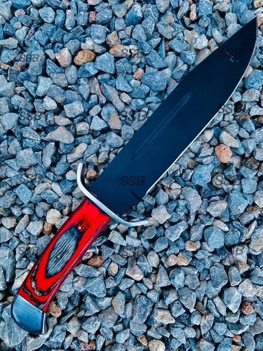 Custom Handmad Carbon Steel Black Messer Jagd Survival Camping Bowiemesser - Bild 3 von 10