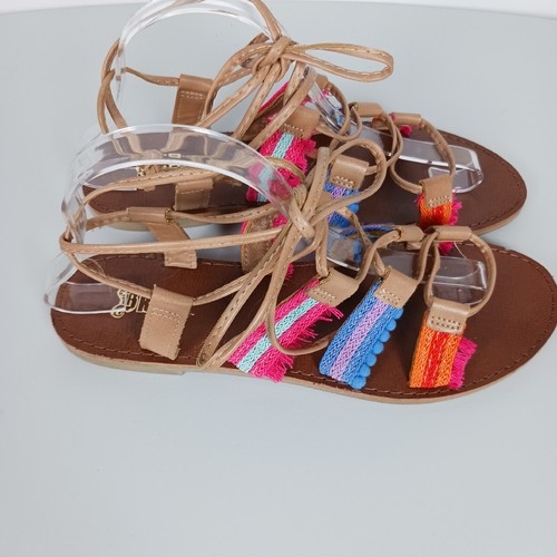 Brash Sandals Womens Size 9 Multicolor Strappy Lace Up Sandals Flats - Picture 4 of 11