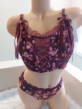 NWT Victoria's Secret Dream Angels Unlined Lace-Up Corset Thong Set Med 36 