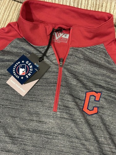 CLEVELAND GUARDIANS gray red 1/4 zip neck Level Wear long sleeve size small NWT - Picture 2 of 3