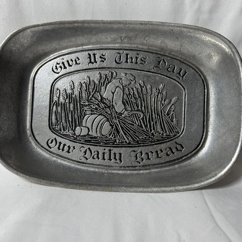 Wilton Columbia Bread Tray Plate Metalware Pewter Give Us This Daily Bread - Picture 2 of 14