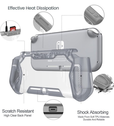 Nintendo Switch Lite Case HD Screen Protector Thumb Grip NEW Protector & Thumb - Picture 2 of 5