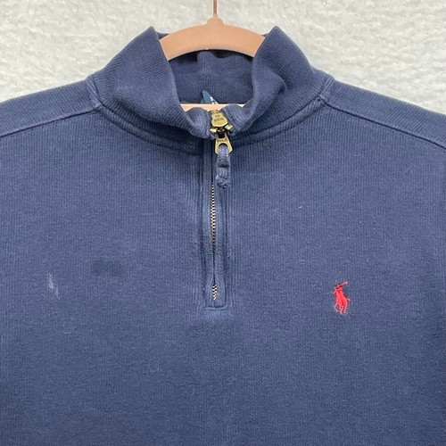 Polo Ralph Lauren Sweater Boys Small 8/10 Blue 1/4 Zip Pony Rugby Sweatshirt - Picture 4 of 8