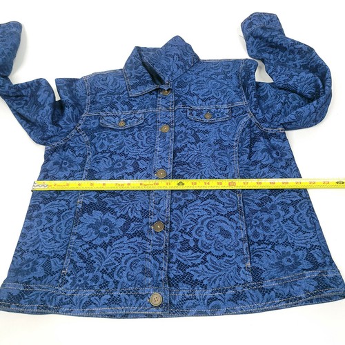 Gloria Vanderbilt Womens Jacket Large Blue Floral Button Up Pocket - Picture 7 of 12