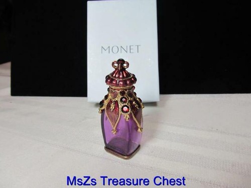 Rare MONET "PURPLE TAJ MAHAL" Trinket Perfume Bottle w Dropper ** NIB ** - Picture 6 of 10
