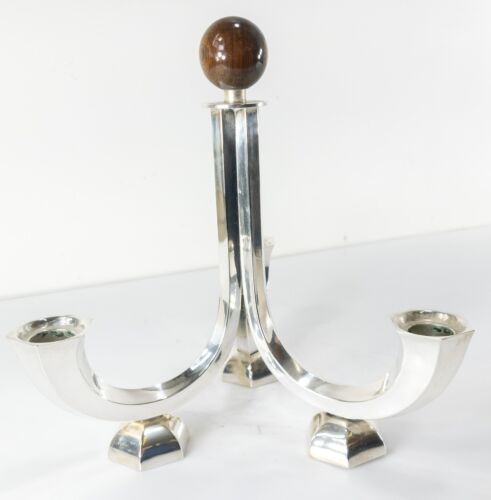 Candelabro de plata alemán 830 secesionista de Viena vintage de mediados de siglo Art Deco - Imagen 2 de 11