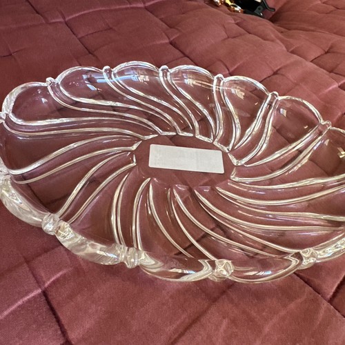 Mikasa Peppermint Clear Sweet Dish Oval Lead Crystal Glass 9 1/2" Germany - Picture 5 of 5