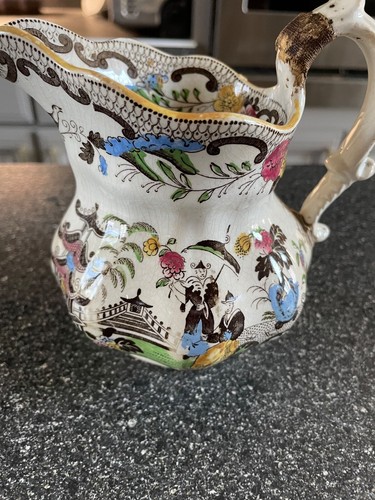 1815-1825 HICKS, MEIGH & JOHNSON AMHERST JAPAN PATTERN IMARI piatto e brocca - Foto 5 di 8