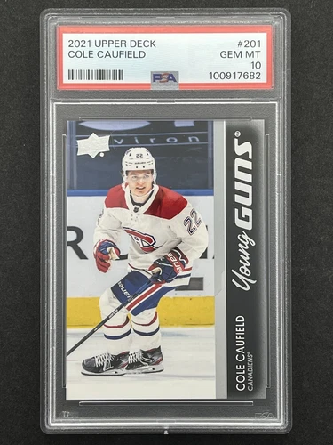 2021-22 Upper Deck Cole Caufield Young Guns #201 RC Montreal Canadiens PSA 10