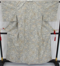 Japanese Vintage Kimono silk white tsumugi expensive tradition Height 61.41in