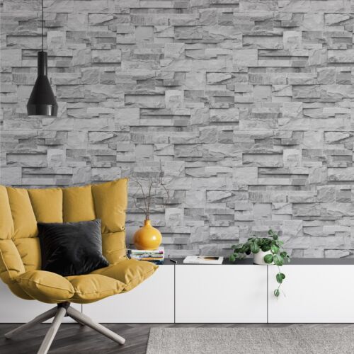 Slate Grey Realistic Stone Brick Wall Effect Textured Wallpaper Wall Faux 5060729370193 | eBay Slate Grey Realistic Stone Brick Wall Effect Textured Wallpaper Wall Faux 5060729370193 | eBay