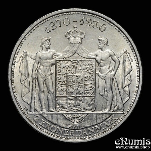 DÄNEMARK, Christian X, 2 Kroner 1930, King’s 60th Birthday, Silber, UNC - Bild 3 von 6