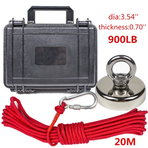 Fishing Magnet Kit Up To 900 LB Pull Force Super Strong Neodymium+Rope+ABS Case - Picture 37 of 63