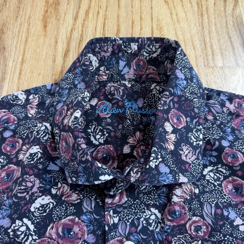 Alan Flusser Long Sleeve Floral Button Down Dress Shirt Sz Large - Imagen 6 de 10