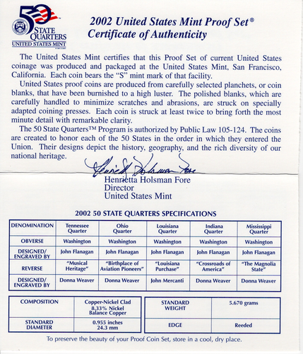 Juego de prueba Estados Unidos 2002 como nuevo - certificado de autenticidad y OGP - Imagen 6 de 8