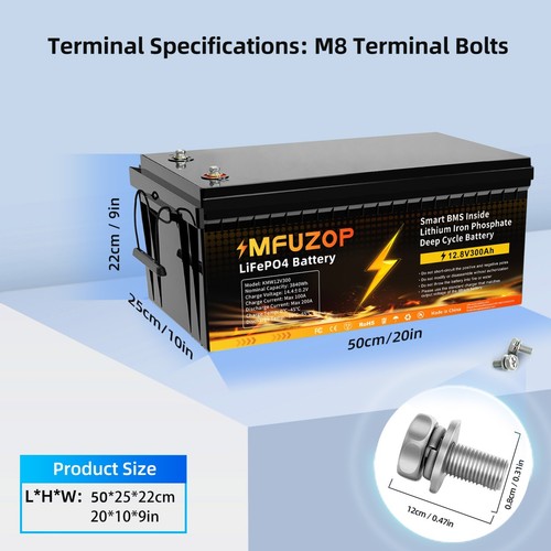12V 100AH 200AH 300AH LiFePO4 Lithium Battery 15000+ Cycle for RV Solar BMS - Picture 4 of 38