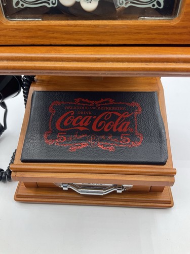 Vintage Coca-Cola Nostolgic Wall Hung Phone Real Wood With Notepad And Pencil - Picture 11 of 13