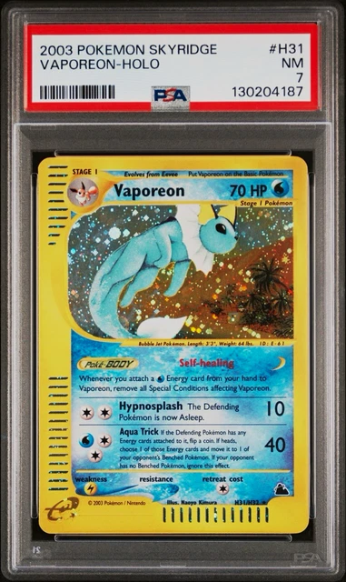 PSA 7 Vaporeon Skyridge Holo Rare H31/H32 With Swirl🌀