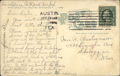 Austin,TX First Baptist Church Posted 1916 Travis County Texas Postcard - Picture 2 of 2