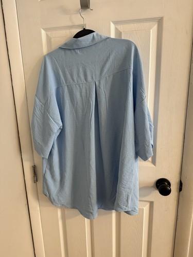 Andree by Unit Top Damen Plus 2X Himmelblau Knopfleiste Bluse Hübsch - Bild 3 von 6