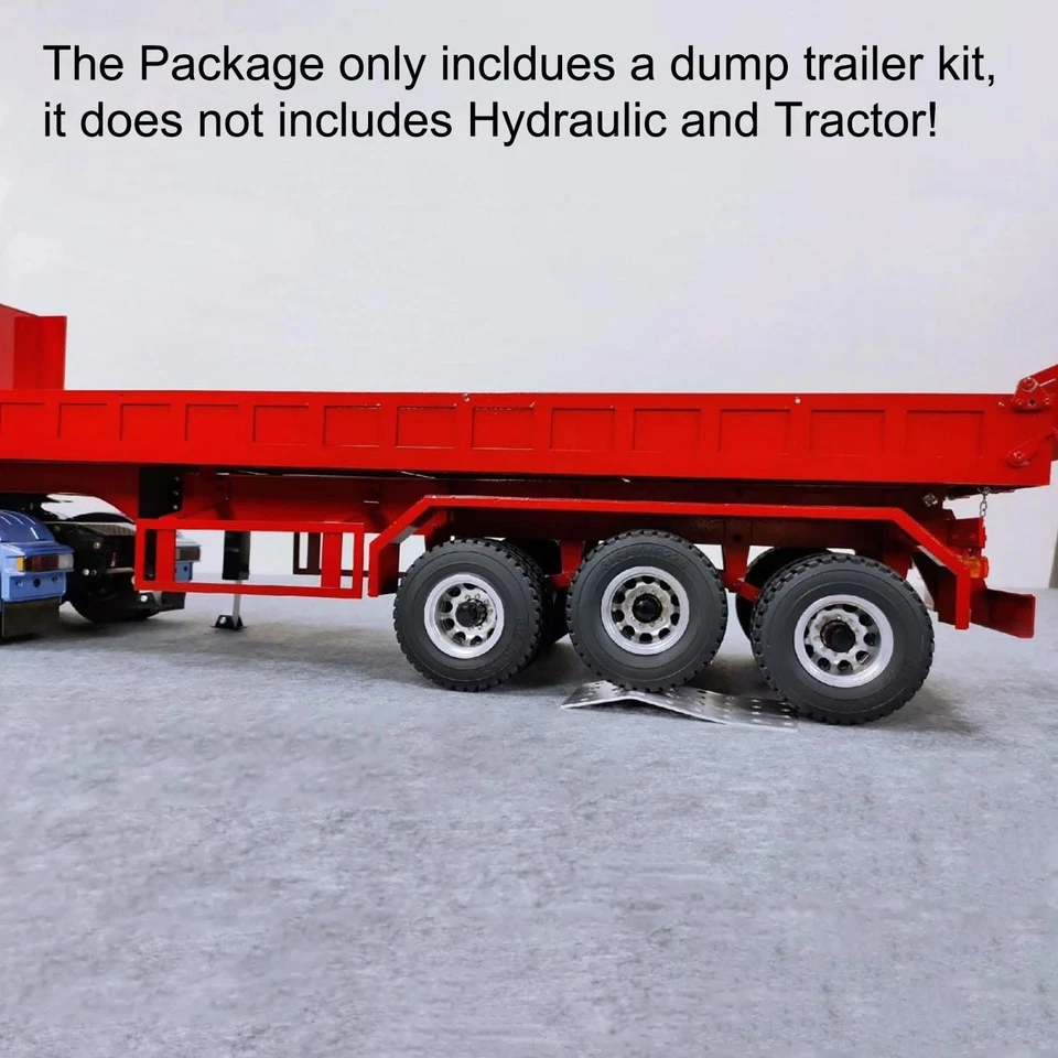 1/14 Metal 3Axles RC Dump Trailer Electric Legs Lights W/O Hydraulic System - Image 3 of 4