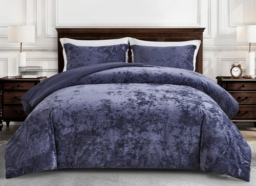 Chezmoi Collection Lux Distressed Velvet 3-Piece Lush Plush Velvet Comforter Set - Picture 16 of 20
