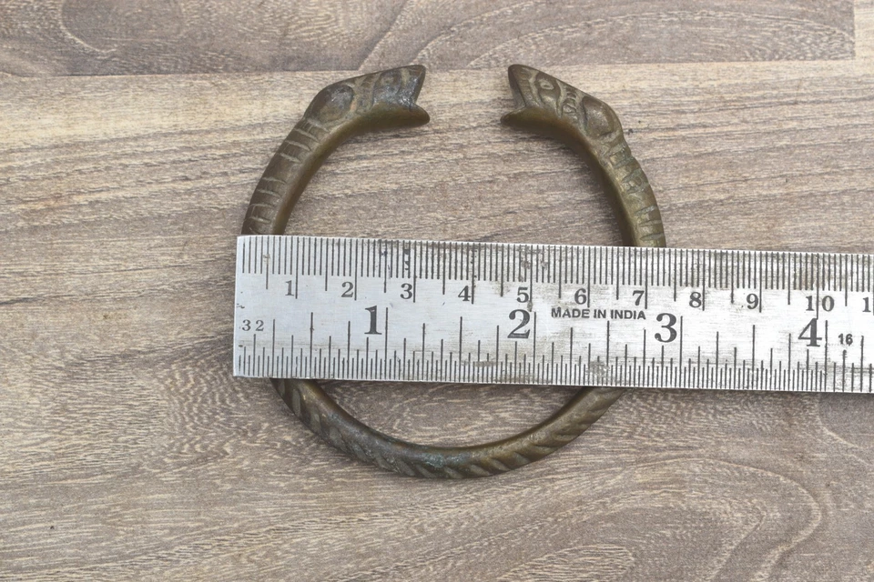 Pulsera brazalete vikingo vintage bronce latón dragón cabeza bestia mítica hombres mujeres Foto 3 de 4