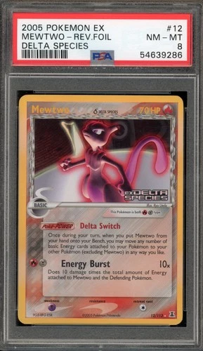 Pokemon Mewtwo EX Delta Species Reverse Holo Rare #12 PSA 8