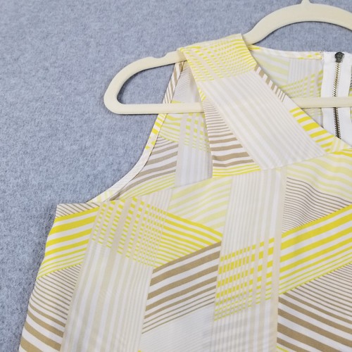 Cato Top Donna Large L Giallo Marrone Bianco Geometrico Senza Maniche Soprapposizione Frontale - Foto 2 di 16