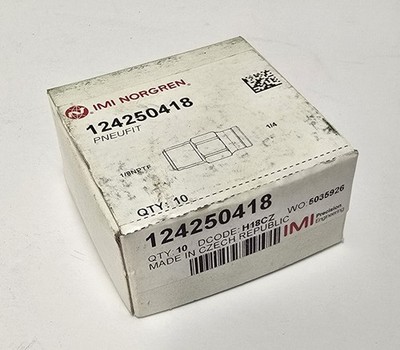 Norgren 124250418 10-Pack Pneumatic Male Adapter 1/4'' tube O/D to 1/8'' NPT - New
