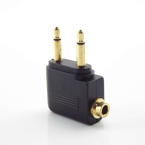 3.5mm dual male Jack Airline Airplane Earphone Headset Audio Travel plug - Picture 2 of 7