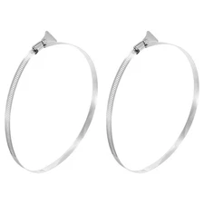 2Pcs Worm Gear Hose Clamp, 194-216mm Key Type Adjustable Stainless Steel Clamp