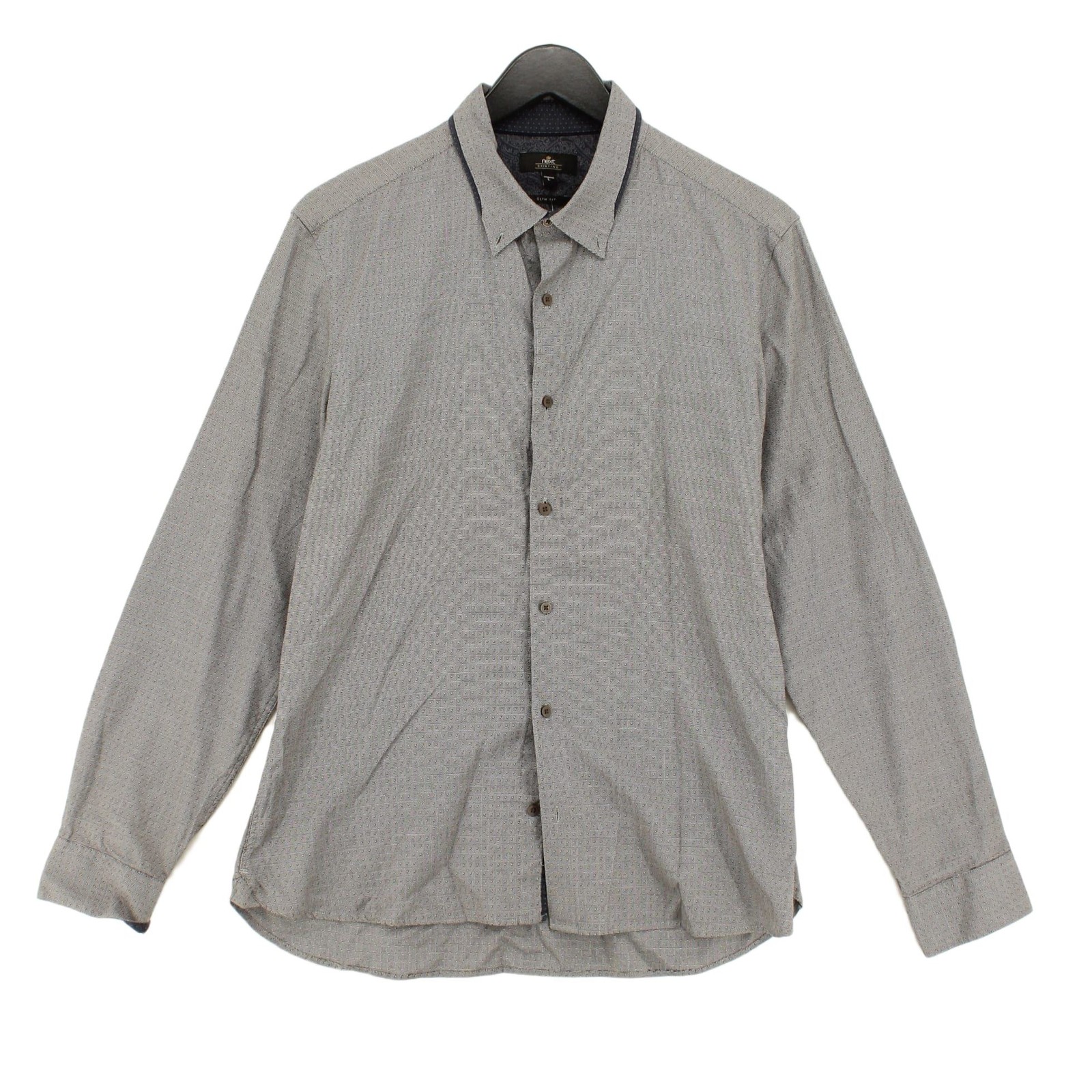 Next Herren Hemd L Grau Grafik 100% Polyester Basic