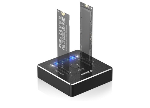 FIDECO M.2 NVMe SATA SSD Cloner Dock, USB 3.2 Gen 2 X 2, 20Gbps Dual NVMe SATA S - Photo 5/6