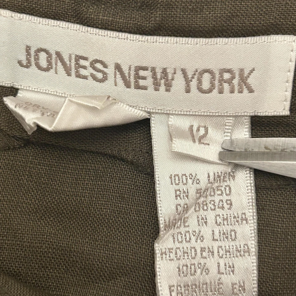 Юбка женская Jones New York 12 оливково-зеленая с завязками на талии 100% лен миди трапециевидная - Изображение 4 из 4