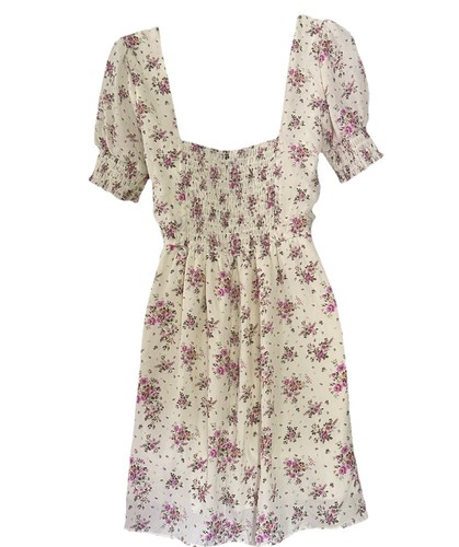 Trixxi Milk Maid Minikleid S rosa Blumen Puffärmel Landhaus Kern Bauer - Bild 6 von 10