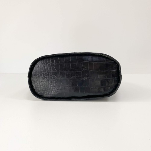 SAINT LAURENT Black Croc Embossed Leather Shoulder Bag - Picture 7 of 17