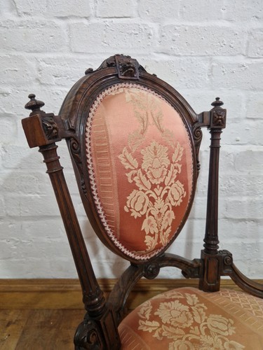 Antique Victorian Pair of carved walnut parlour salon / bedroom chairs - Picture 17 of 24