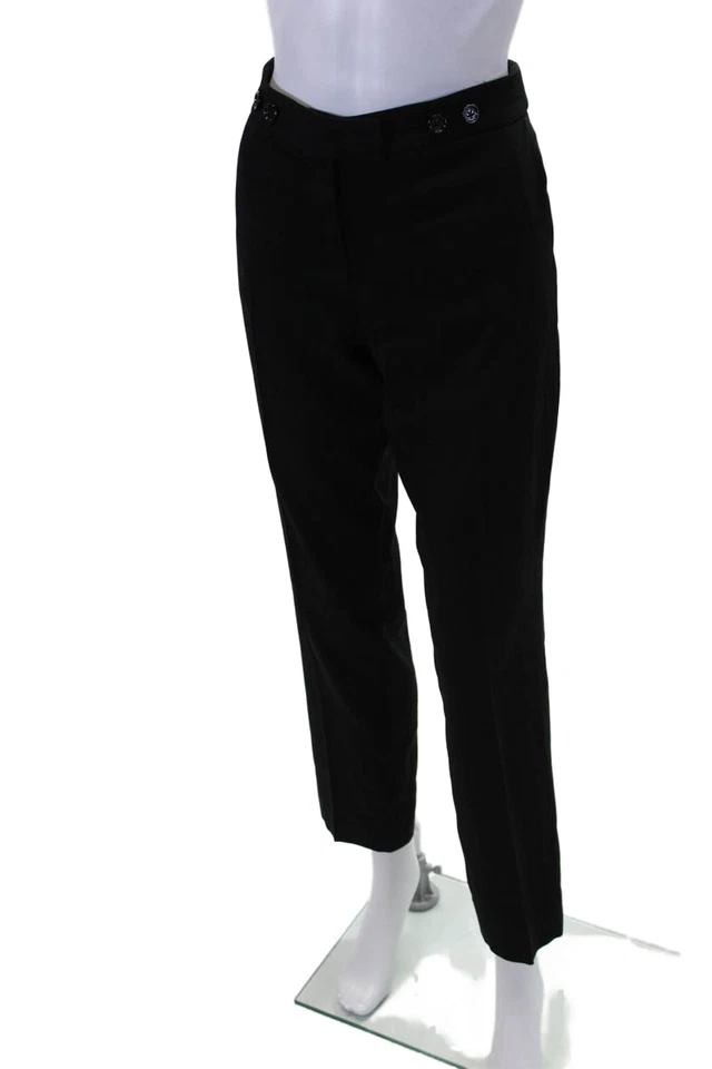 Pantalones de vestir Moschino baratos y elegantes para mujer arrugados pierna ajustada negros talla 8 Foto 2 de 4
