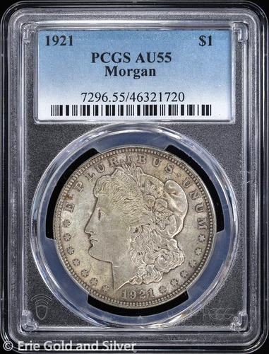 1921-P $1 Morgan Silver Dollar PCGS AU 55