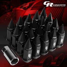 J2 M12X1.5 7075 ALUMINUM 25MM OD/75MM 20PC OPEN-END LUG NUTS SET+ADAPTER BLACK